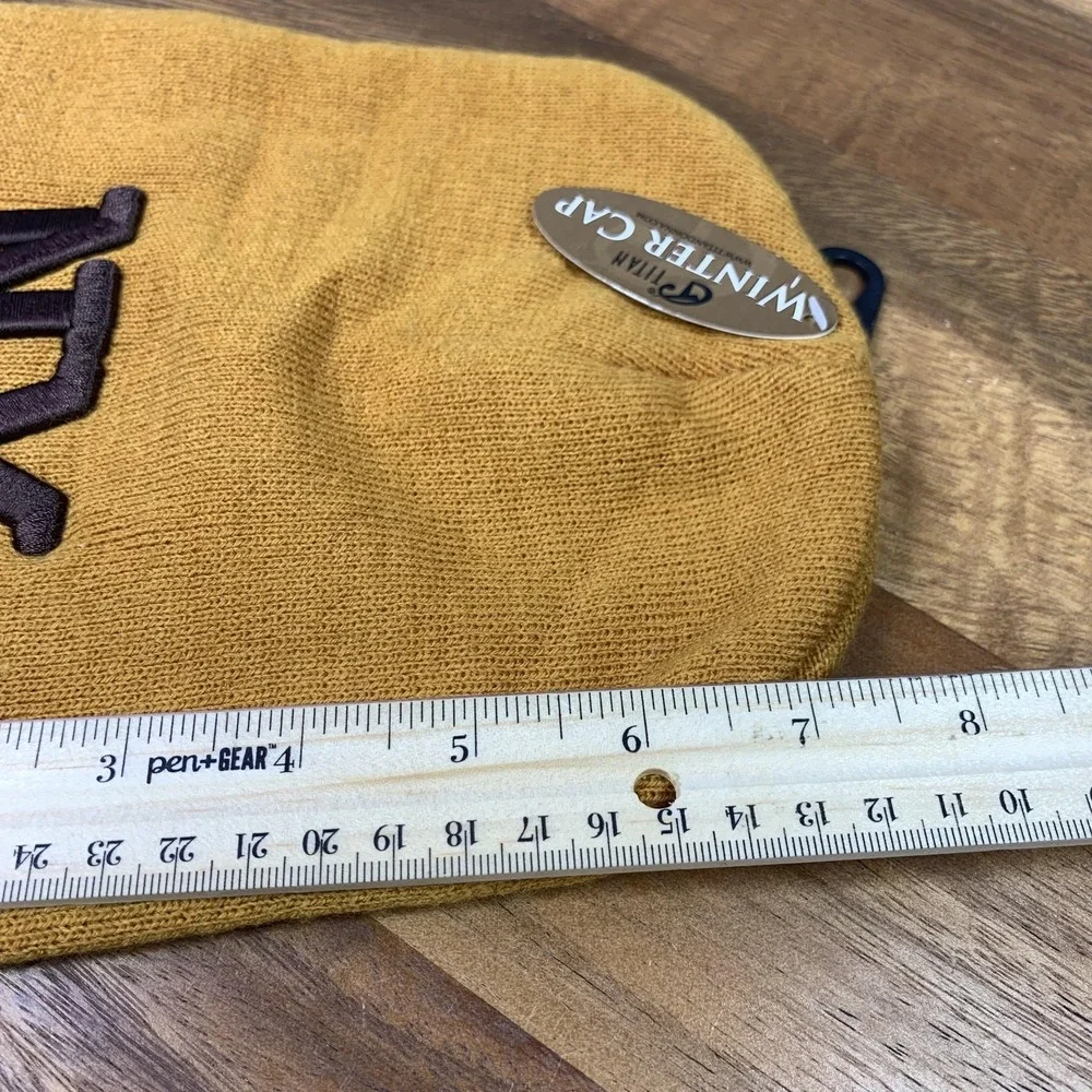 New York City Hat Beanie Knit Mens Mustard Yellow Embroidered Winter‎ Titan
